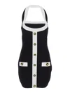 Balmain Black Dress With Square Neckline And Decorative Buttons In Viscose Blend Women In Black