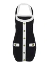 Balmain Black Dress With Square Neckline And Decorative Buttons In Multicolor