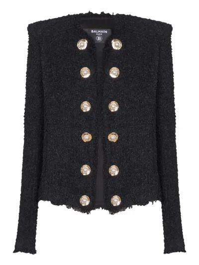 BALMAIN BLACK EDGE-TO-EDGE TWEED JACKET