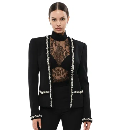 Balmain Black Embellished Collarless Jacket