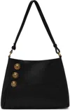 Balmain Emblem Crest Button Leather Shoulder Bag In 0pa Noir