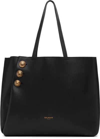 Balmain Black Emblème Shopping Tote