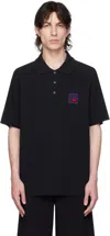 Balmain Men's Embroidered Pique Polo Shirt In Ejj Noir/bleu Moyen/