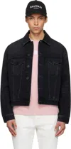 Balmain Long Sleeve Silk Nylon Jacket Front Pockets In Black