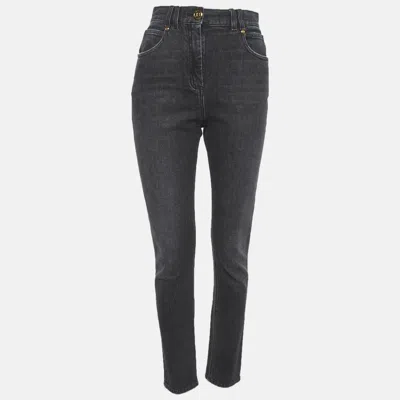 Pre-owned Balmain Black Faded Denim Skinny Jeans M/waist 27"