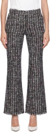 Balmain Mid Rise Tweed Flared Trousers In Eah Noir/multico