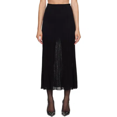 Balmain Black Flechage Midi Skirt In 0pa Noir