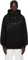 Balmain Black Flocked '' Letter Hoodie In Eap Noir/noir