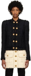 Balmain Black Fringe Blazer In 0pa Noir (0pa)
