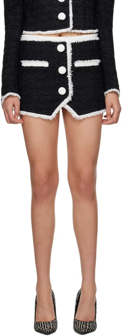 Balmain Tweed Mini Skirt With Contrasting Details In Black