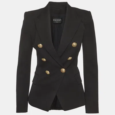 Pre-owned Balmain Black Gabardine Double Breasted Blazer S