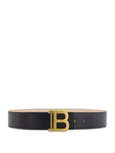 Balmain Black Gold Logo Belt For Women