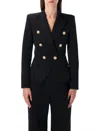 Balmain Double Breast Blazer Jacket With Logo Buttons Blazer And Suits Black In Black