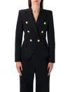Balmain Wool Blazer With Flap Pockets And Gold-tone Buttons In Black