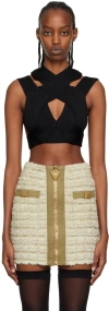 Balmain Black Halter Neck Camisole In 0pa Noir