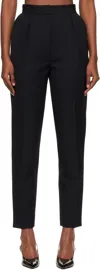 Balmain Black High-waisted Grain De Poudre Trousers In Black