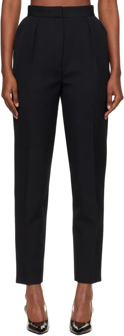 Balmain Black High-waisted Grain De Poudre Trousers