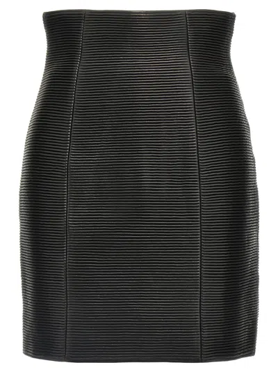 BALMAIN BLACK HW ROLLED SKIRT