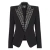 Balmain Embroidered Lapels Single-breasted Jacket In Black