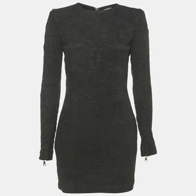 Pre-owned Balmain Black Jacquard Mini Dress M