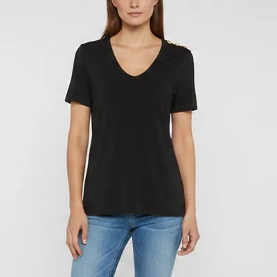 Pre-owned Balmain Black Jersey Short Sleeve Blouse M