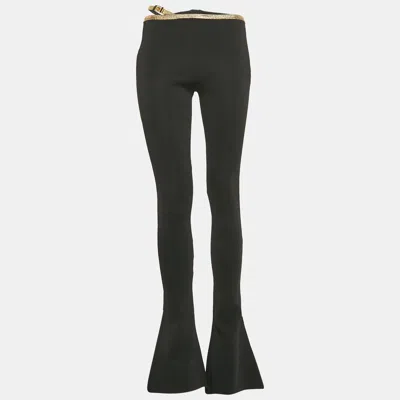 Pre-owned Balmain Black Jersey Wide-leg Pants S