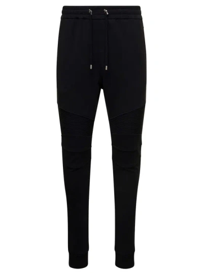 Balmain Ribbed Cotton Sweatpants In Black