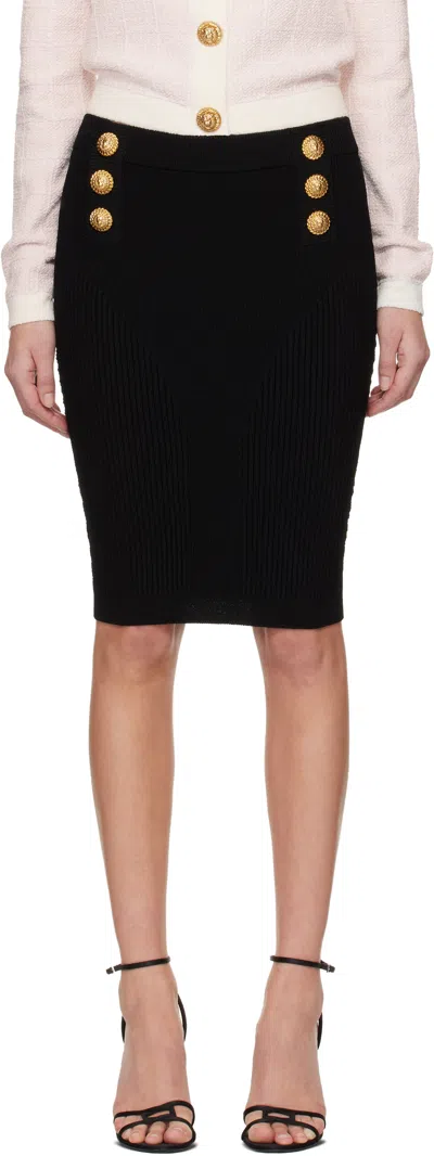 Balmain ブラック Knee Length ニット ミディアムスカート In Black