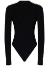 Balmain Lion-buttons Open-back Bodysuit In Black