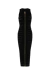 Balmain Knitted Cutout Midi Dress In Black