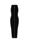 Balmain Sleeveless Cutout Zip Halter Maxi Dress In Black