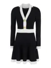 Balmain Colorblock Twisted Cable Long Sleeve Sweater Dress In Black