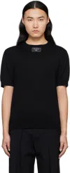 Balmain Black Knit Two Collar T-shirt In 0pa Noir