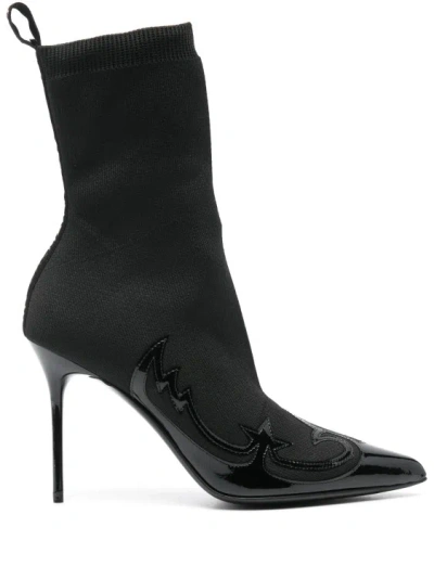 Balmain Black Knitted-ankle Ankle Boots