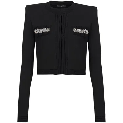 BALMAIN BALMAIN BLACK KNITWEAR - CARDIGANS WOMEN