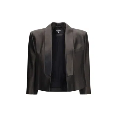 Balmain Black Lamb Ovis Aries Aries Leather Jacket