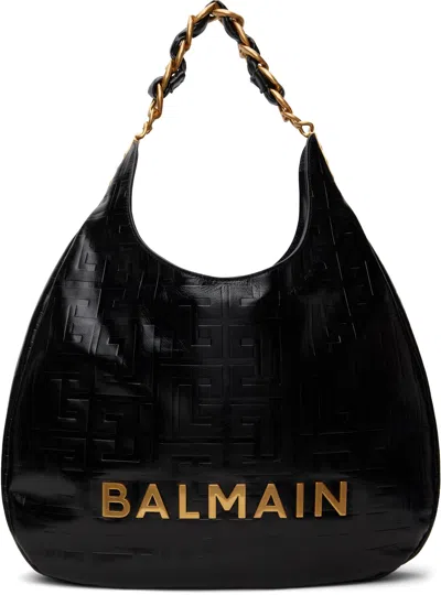 BALMAIN BLACK LARGE 1945 SOFT BAG