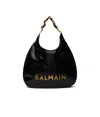 Balmain Large 1945 Crinkled Leather Tote Bag In Black