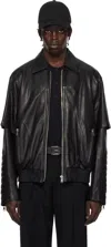Balmain Black Layered Leather Jacket In 0pa Noir