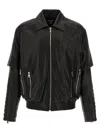 Balmain Quilted Sleeves Ribbed Hem Side Zip In Black