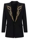Balmain Leaf Design Embroidered Blazer In Black