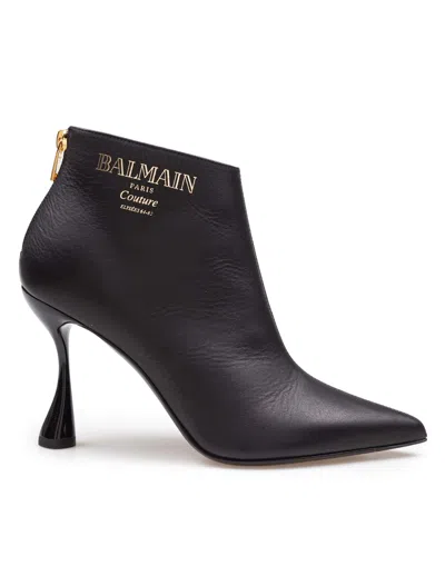 Balmain Black Leather Ankle Boot