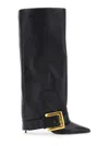 Balmain Anthem Black Slip-on Boots With Decorative Metal Buckle In Leather Woman In Black