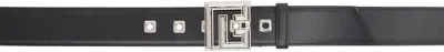Balmain Black Leather Pb Belt In 0pa Noir