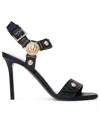 Balmain Eva 95 Leather Sandals In Black