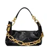 Balmain Medium Leather Shoulder Bag With Chain Strap In Black