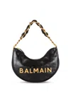 BALMAIN BALMAIN BLACK LEATHER SHOULDER BAG WITH GOLD-TONE LOGO