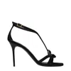 Balmain Black Leather Stiletto Heel Sandals In Black