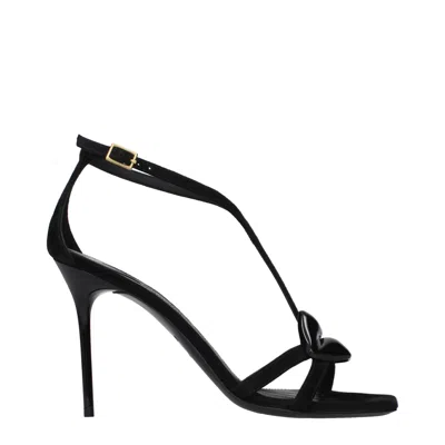BALMAIN BLACK LEATHER STILETTO HEEL SANDALS
