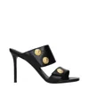 Balmain Black Leather Stiletto Heel Sandals In Black